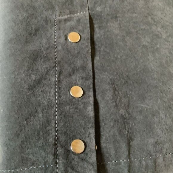 Vintage Black Suede Skirt leather Pencil Size 10 Back Slit P. B. Martin Goth - Picture 6 of 7